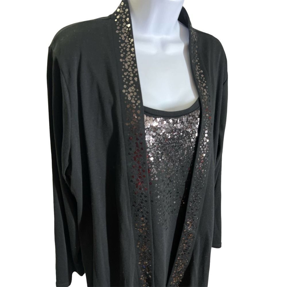Quacker Factory Black Sequined Layered 1-Piece Sw… - image 2